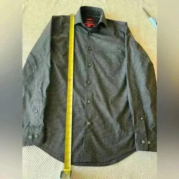 ✨Kenneth Cole AWEARNESS non-iron slim fit shirt gray and black - Picture 4 of 7